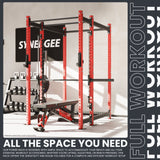 Synergee 2300 Series Power Cage with Smith Machine – Heavy-Duty Home Gym Rack with Multi-Grip Pull-Up Bars & Safety J-Cups