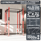 Synergee 2300 Series Power Cage with Smith Machine – Heavy-Duty Home Gym Rack with Multi-Grip Pull-Up Bars & Safety J-Cups