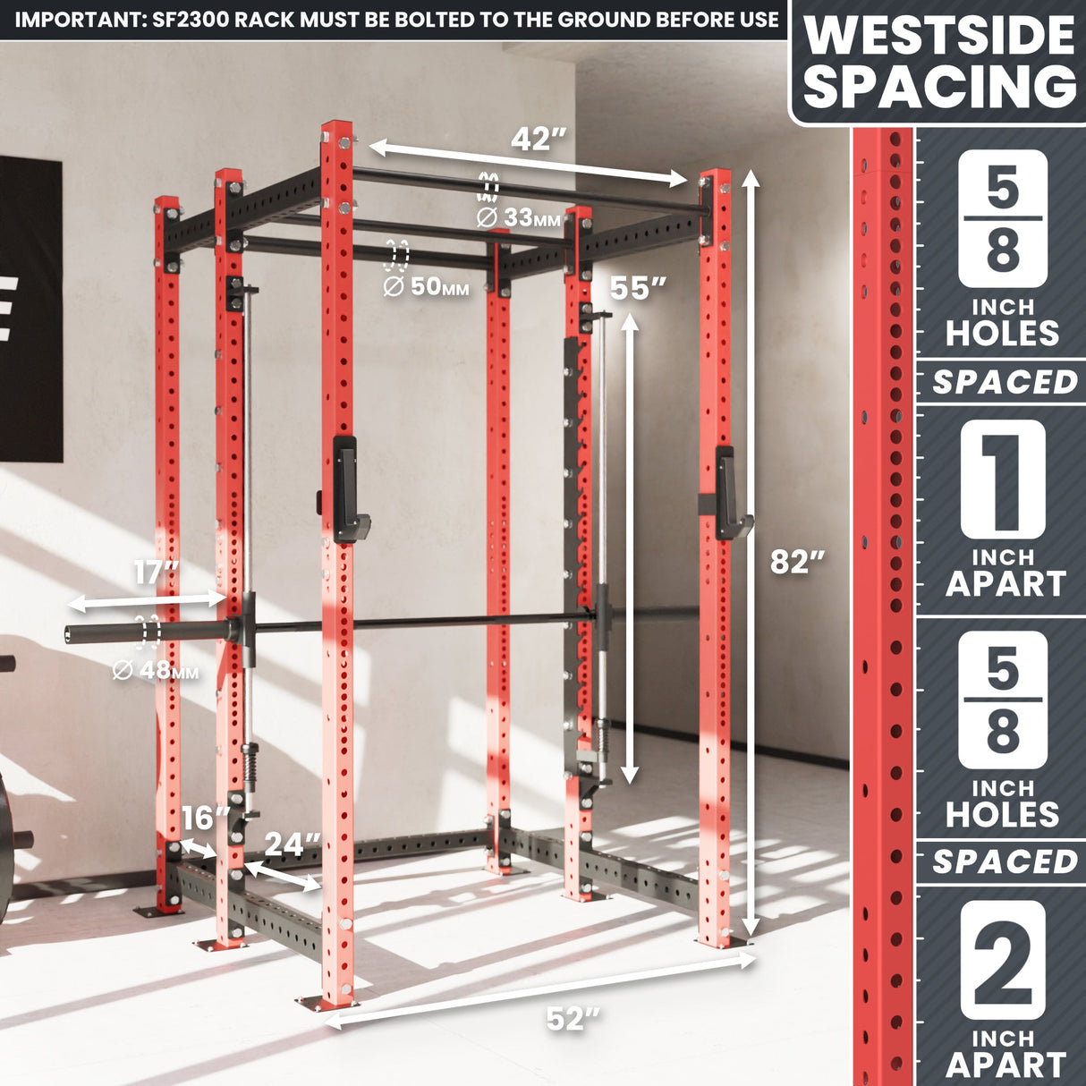 Synergee 2300 Series Power Cage with Smith Machine – Heavy-Duty Home Gym Rack with Multi-Grip Pull-Up Bars & Safety J-Cups