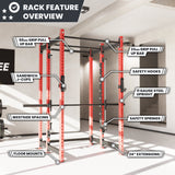 Synergee 2300 Series Power Cage with Smith Machine – Heavy-Duty Home Gym Rack with Multi-Grip Pull-Up Bars & Safety J-Cups