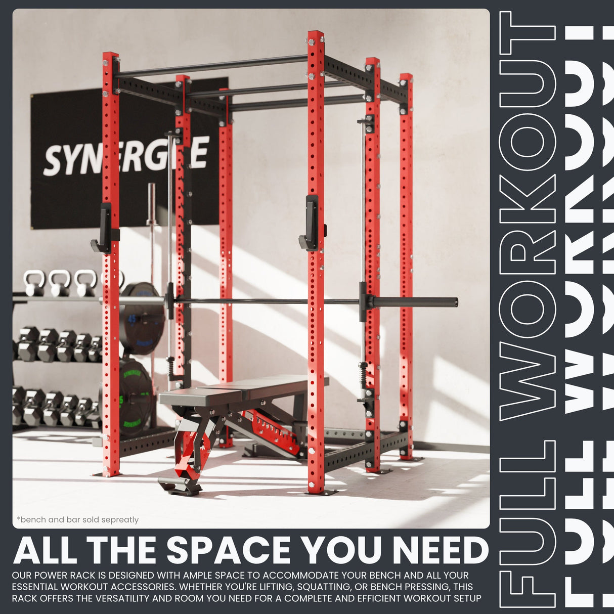 Synergee 2300 Series Power Cage with Smith Machine – Heavy-Duty Home Gym Rack with Multi-Grip Pull-Up Bars & Safety J-Cups