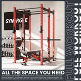 Synergee 2300 Series Power Cage with Smith Machine – Heavy-Duty Home Gym Rack with Multi-Grip Pull-Up Bars & Safety J-Cups