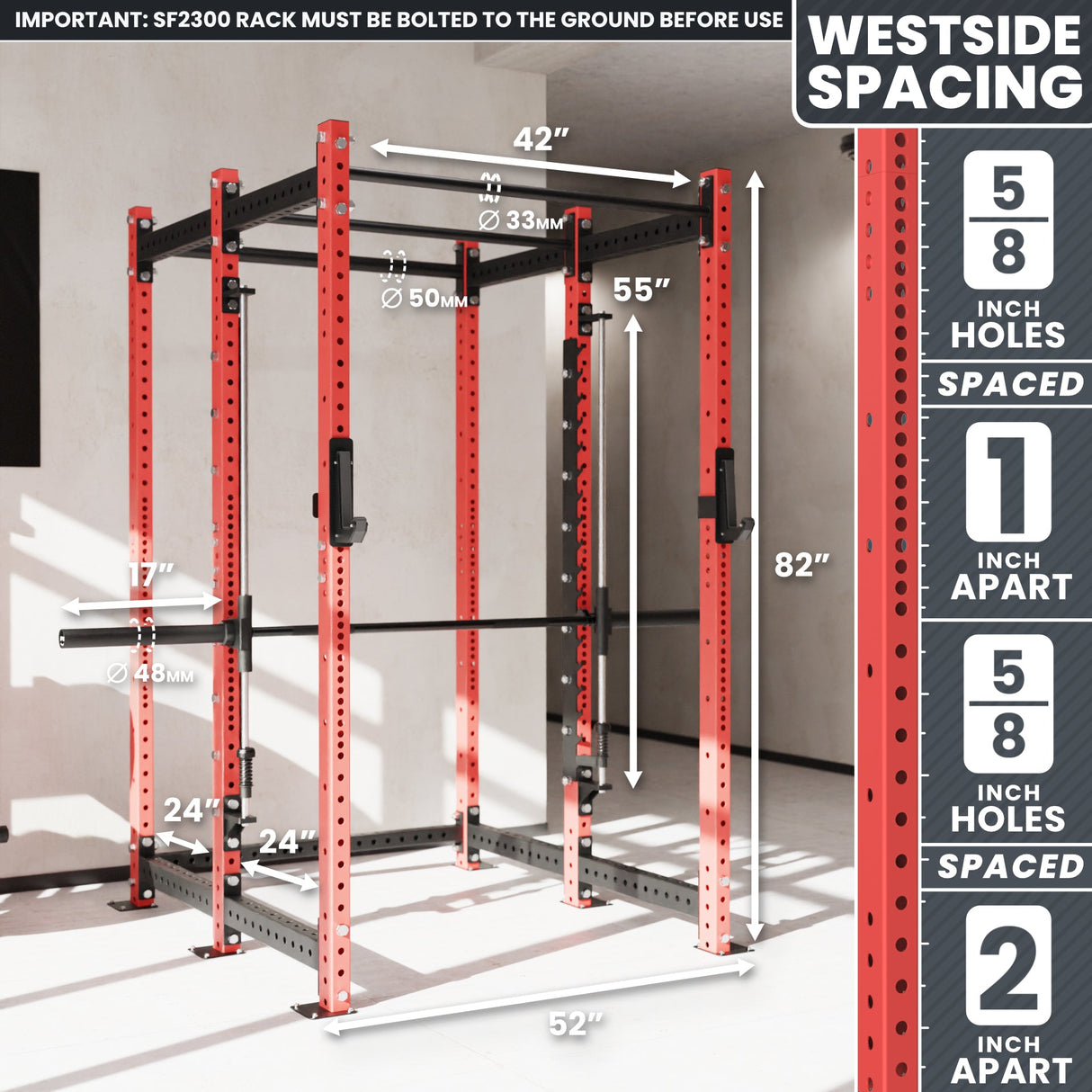 Synergee 2300 Series Power Cage with Smith Machine – Heavy-Duty Home Gym Rack with Multi-Grip Pull-Up Bars & Safety J-Cups
