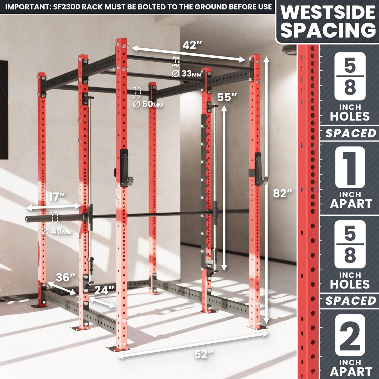 Synergee 2300 Series Power Cage with Smith Machine – Heavy-Duty Home Gym Rack with Multi-Grip Pull-Up Bars & Safety J-Cups