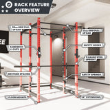 Synergee 2300 Series Power Cage with Smith Machine – Heavy-Duty Home Gym Rack with Multi-Grip Pull-Up Bars & Safety J-Cups