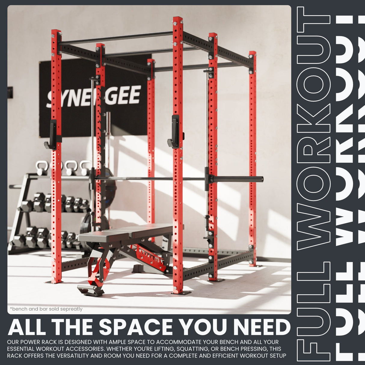 Synergee 2300 Series Power Cage with Smith Machine – Heavy-Duty Home Gym Rack with Multi-Grip Pull-Up Bars & Safety J-Cups
