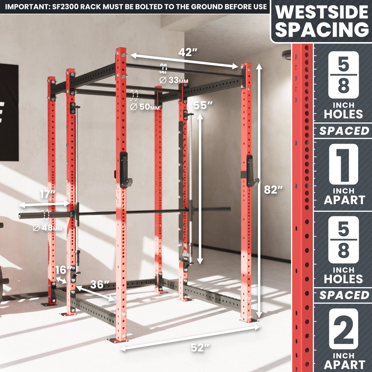 Synergee 2300 Series Power Cage with Smith Machine – Heavy-Duty Home Gym Rack with Multi-Grip Pull-Up Bars & Safety J-Cups