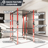 Synergee 2300 Series Power Cage with Smith Machine – Heavy-Duty Home Gym Rack with Multi-Grip Pull-Up Bars & Safety J-Cups