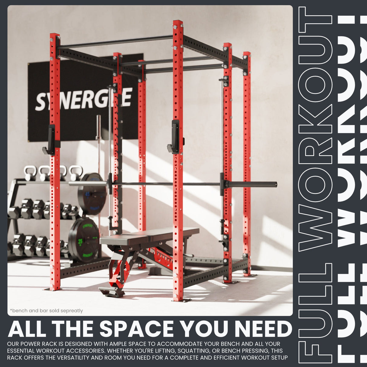 Synergee 2300 Series Power Cage with Smith Machine – Heavy-Duty Home Gym Rack with Multi-Grip Pull-Up Bars & Safety J-Cups
