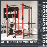 Synergee 2300 Series Power Cage with Smith Machine – Heavy-Duty Home Gym Rack with Multi-Grip Pull-Up Bars & Safety J-Cups