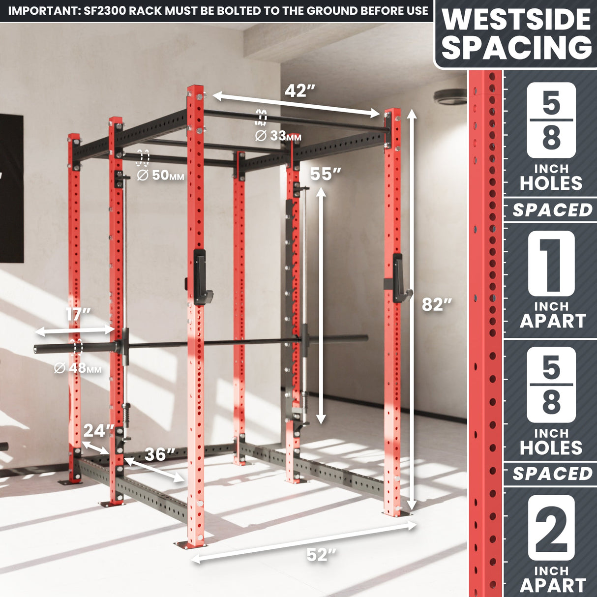 Synergee 2300 Series Power Cage with Smith Machine – Heavy-Duty Home Gym Rack with Multi-Grip Pull-Up Bars & Safety J-Cups