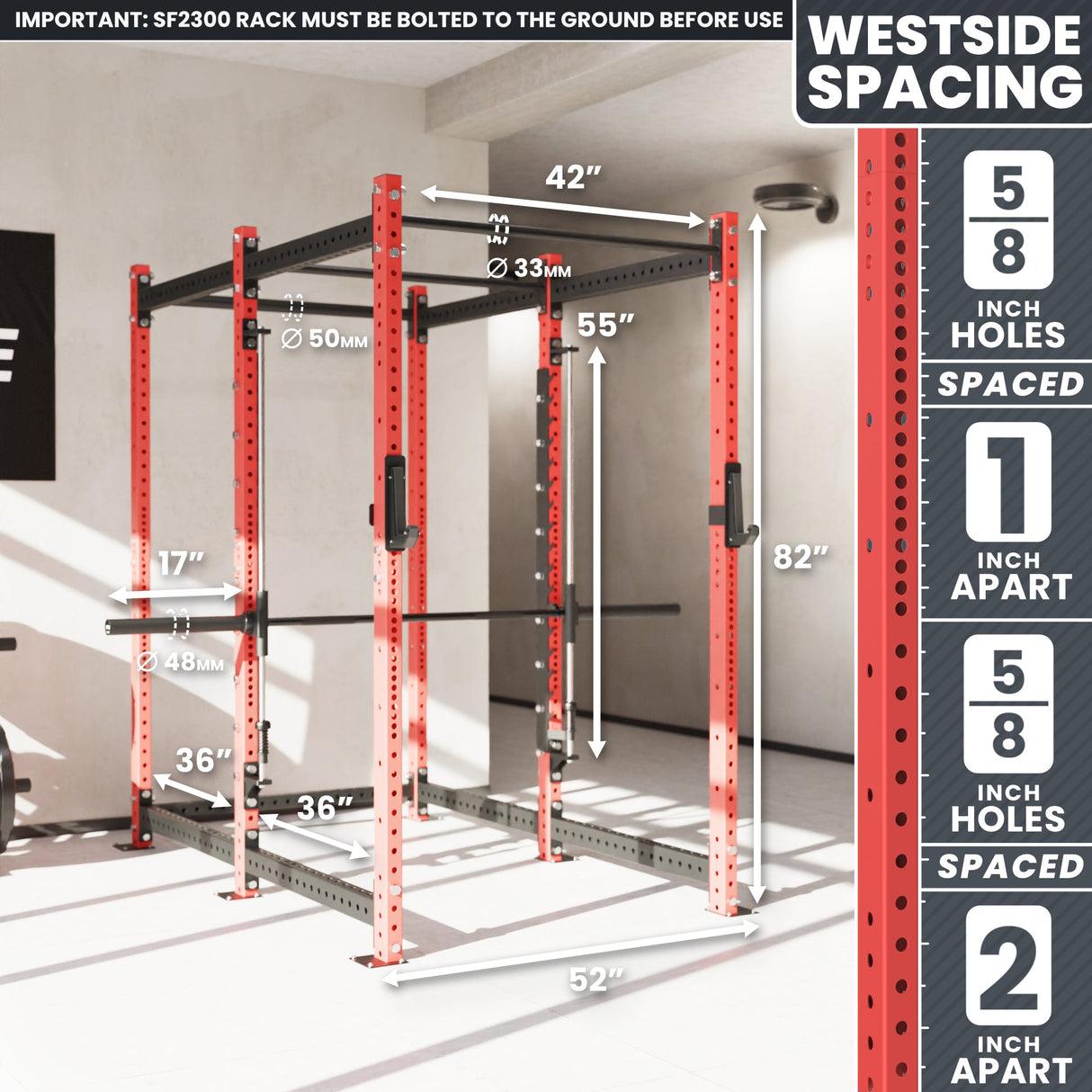 Synergee 2300 Series Power Cage with Smith Machine – Heavy-Duty Home Gym Rack with Multi-Grip Pull-Up Bars & Safety J-Cups