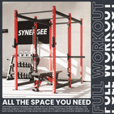 Synergee 2300 Series Power Cage with Smith Machine – Heavy-Duty Home Gym Rack with Multi-Grip Pull-Up Bars & Safety J-Cups