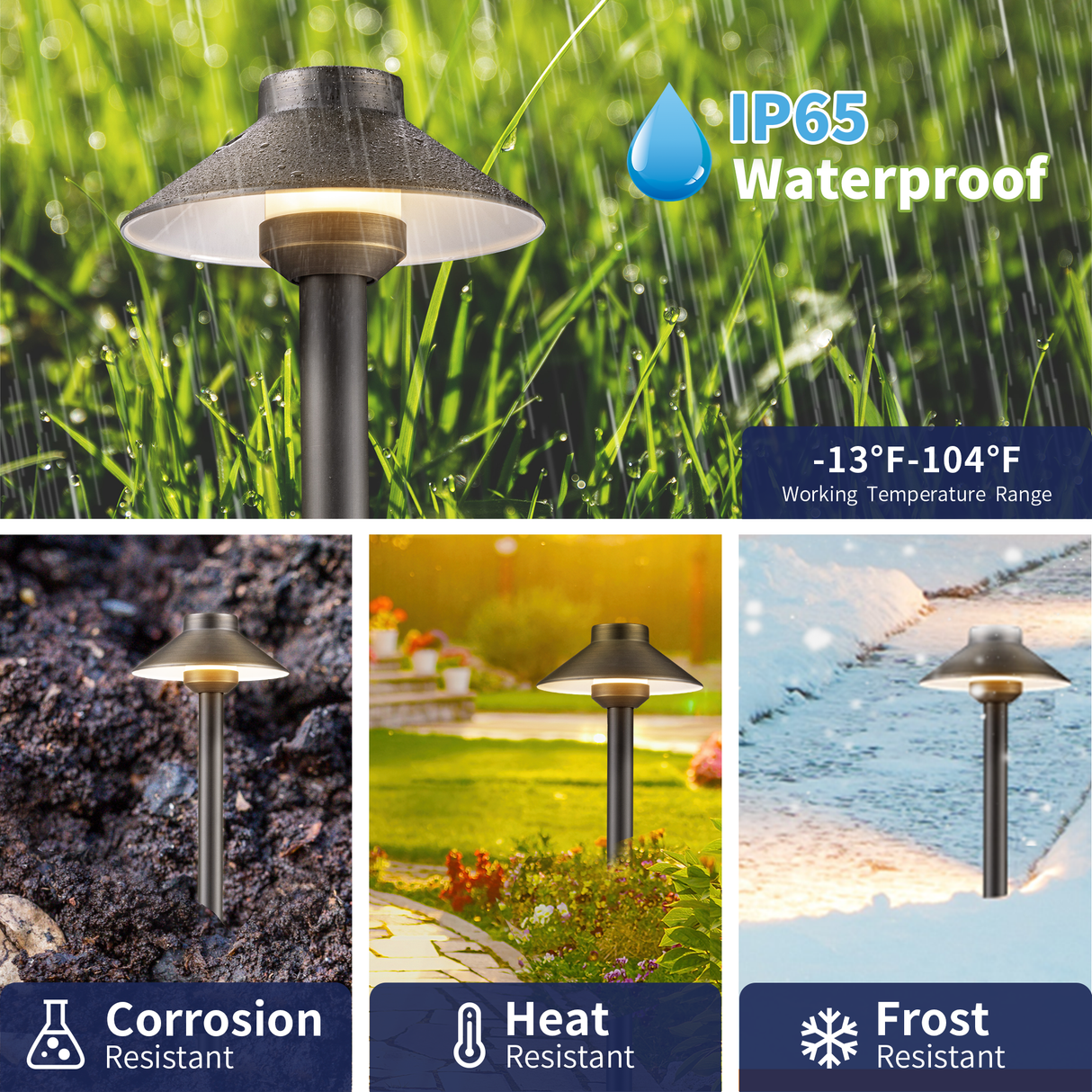 Gardenreet Solid Brass Low Voltage Landscape Pathway Light, LED Outdoor Accent Path and Area Light(Hat 2401)