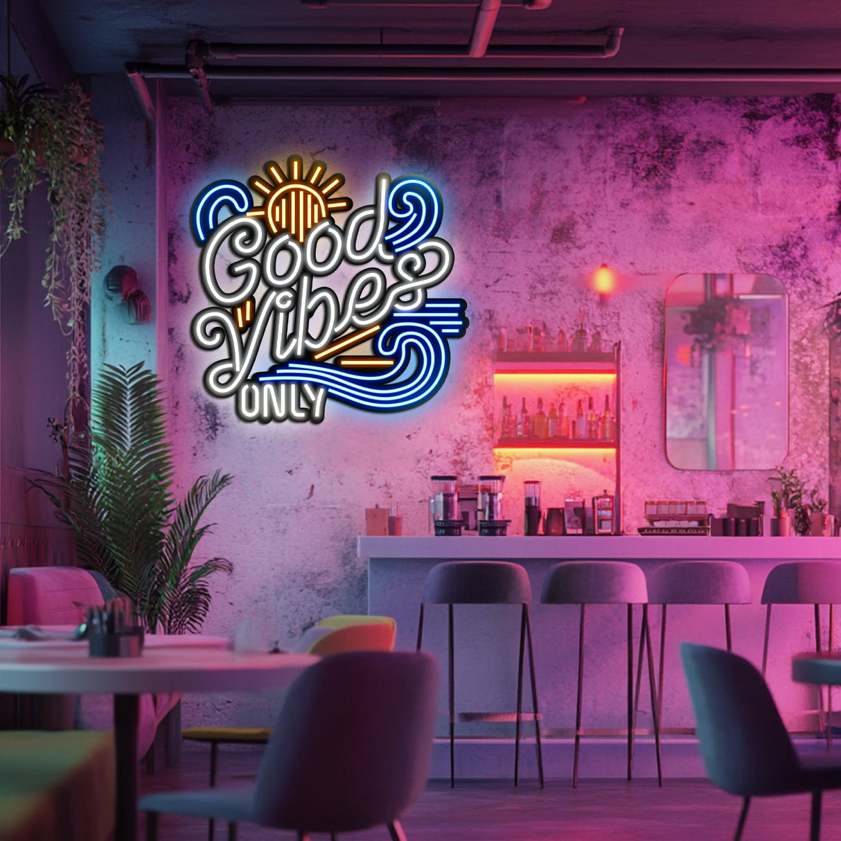 Good Vibes Only LED Neon Sign – Custom Metal Wall Art for Home, Office & Events (LN0086)