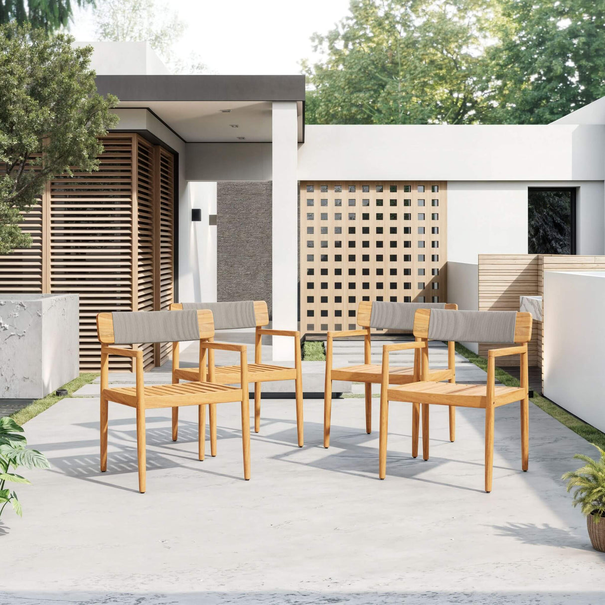 Premium 5-Piece Acacia Wooden Outdoor Furniture Patio Set With Dining Chairs And Table (SAK70445)