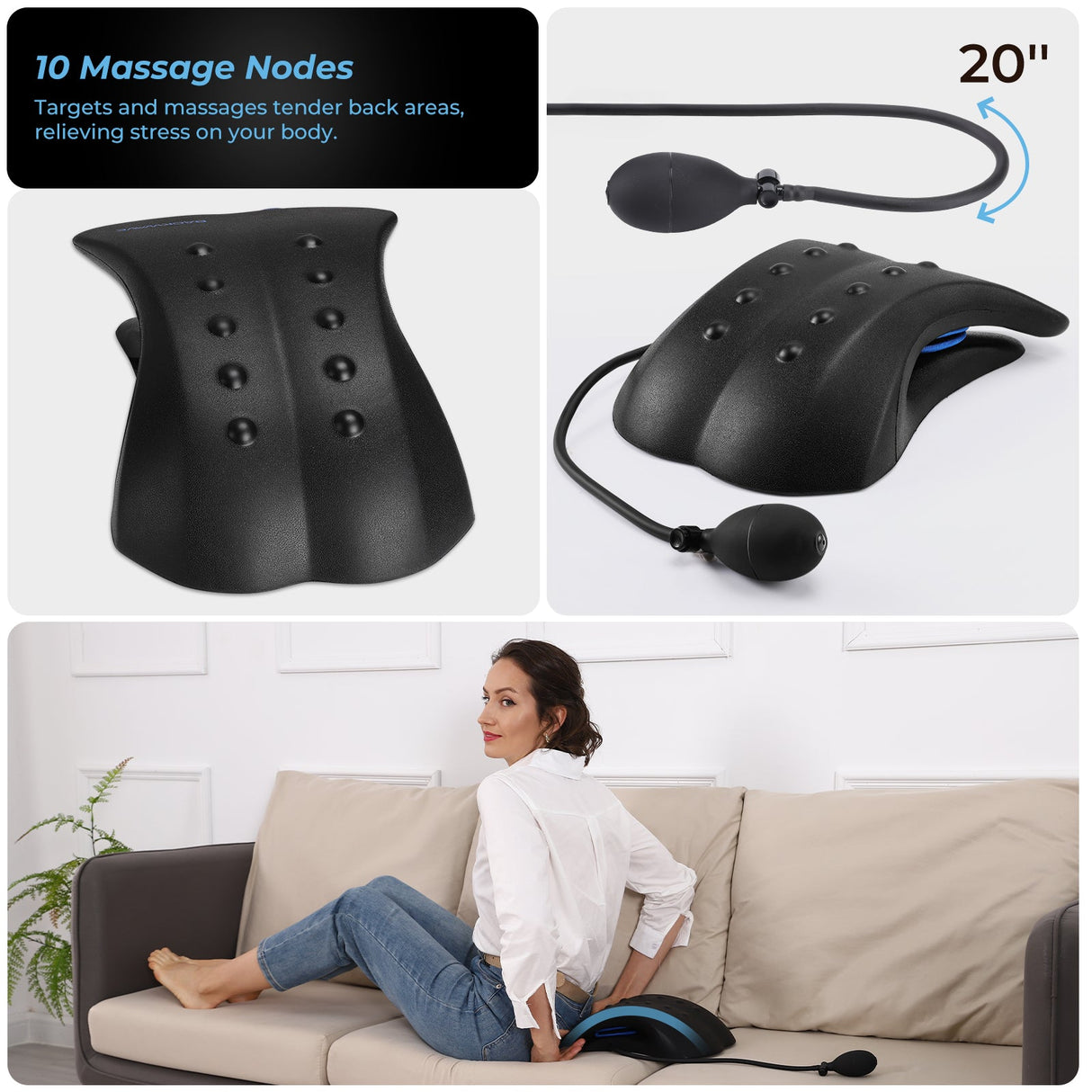 BackWave Back Stretcher & Massager – Adjustable Spine Support for Pain Relief, Posture Correction & Flexibility
