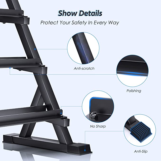 SFE 48" 3-Tier Dumbbell Rack – Heavy-Duty Steel Weight Storage Shelf, 1000 LB Capacity