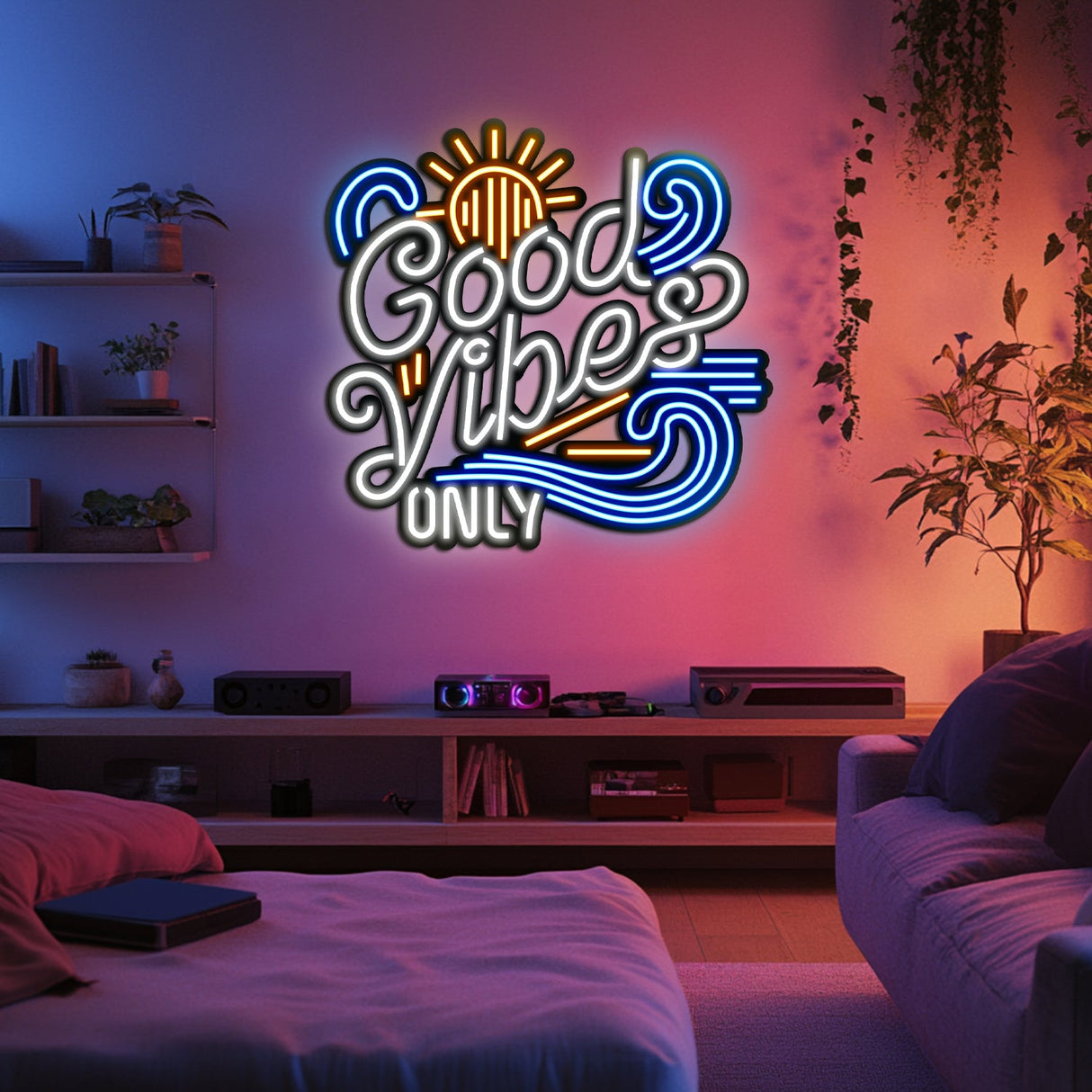 Good Vibes Only LED Neon Sign – Custom Metal Wall Art for Home, Office & Events (LN0086)
