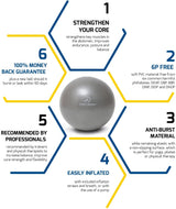 9 Inch Small Exercise Ball for Stability, Barre, Pilates, Yoga, and Balance (with Pump)