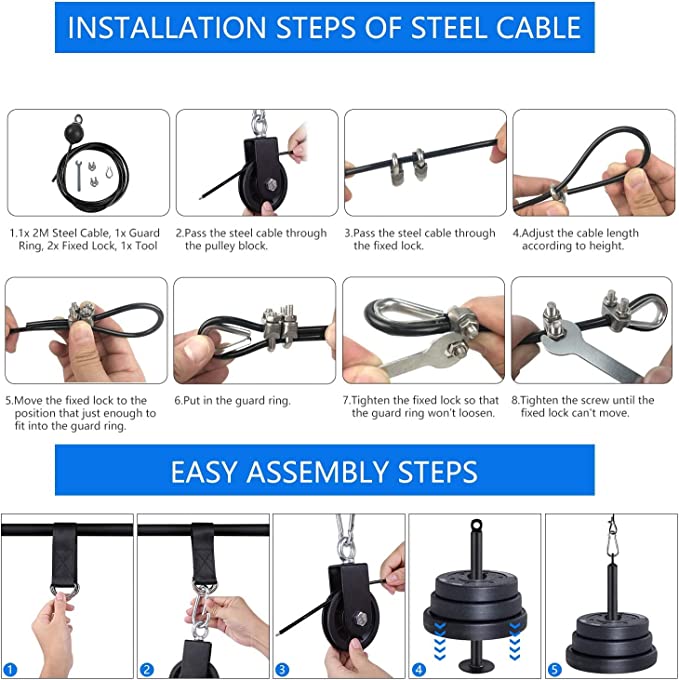 Adjustable LAT Pulley System – Cable Machine Attachment for Tricep Pulldown, Bicep Curl, and Home Gym Workouts