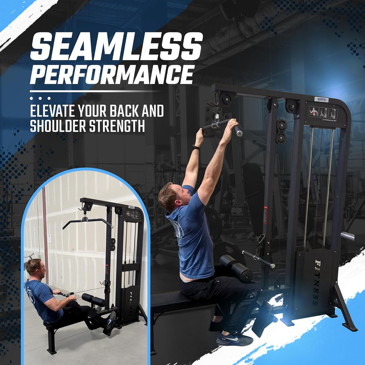 SFE Lat Pulldown & Low Row Machine Combo – Dual Function Strength Trainer with 250lb Weight Stack
