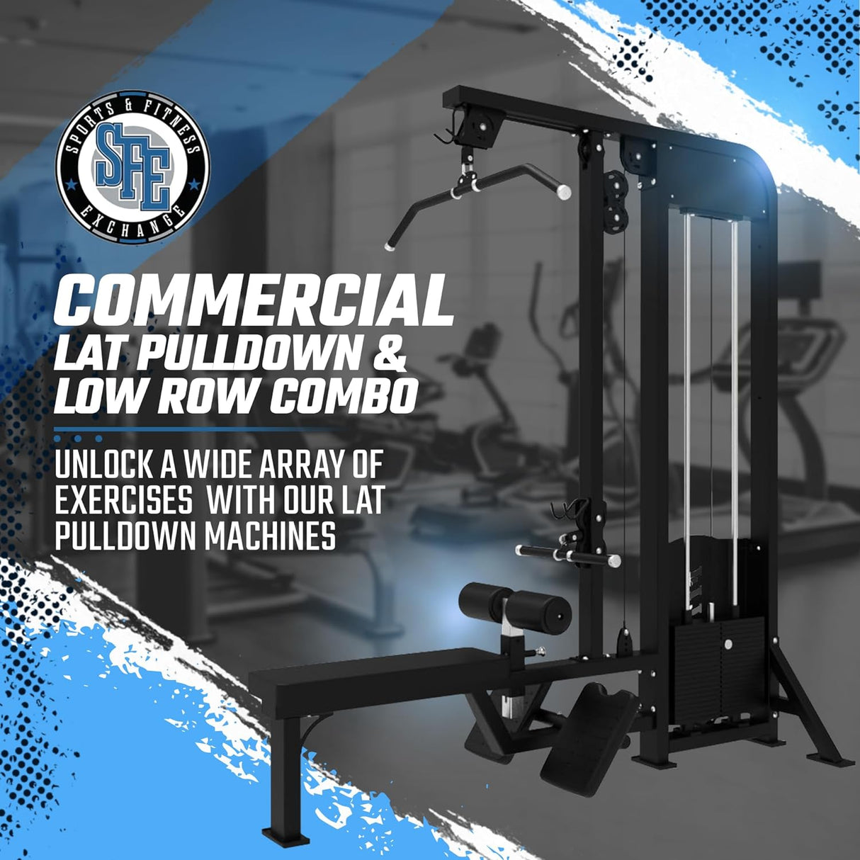 SFE Lat Pulldown & Low Row Machine Combo – Dual Function Strength Trainer with 250lb Weight Stack