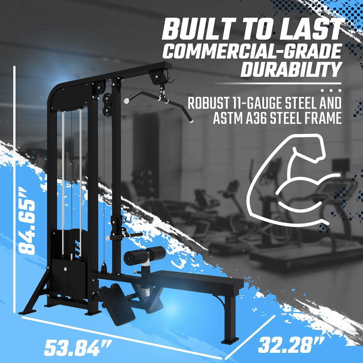 SFE Lat Pulldown & Low Row Machine Combo – Dual Function Strength Trainer with 250lb Weight Stack