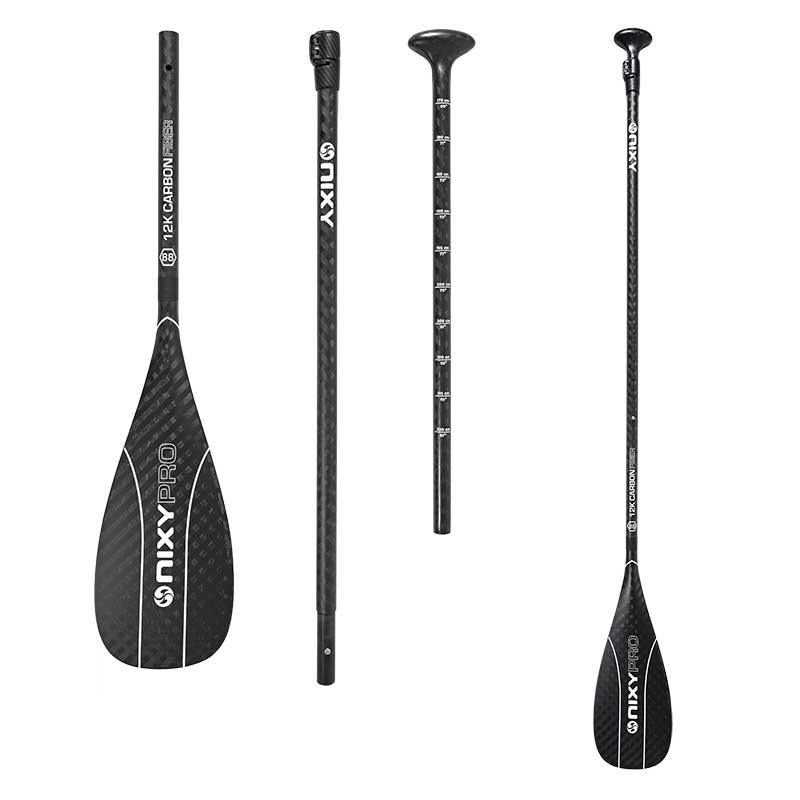 NIXY 3-Piece Adjustable 12K Carbon Fiber SUP Paddle – Ultra-Light Full Carbon Pro Paddle with Carry Bag (175–215cm)