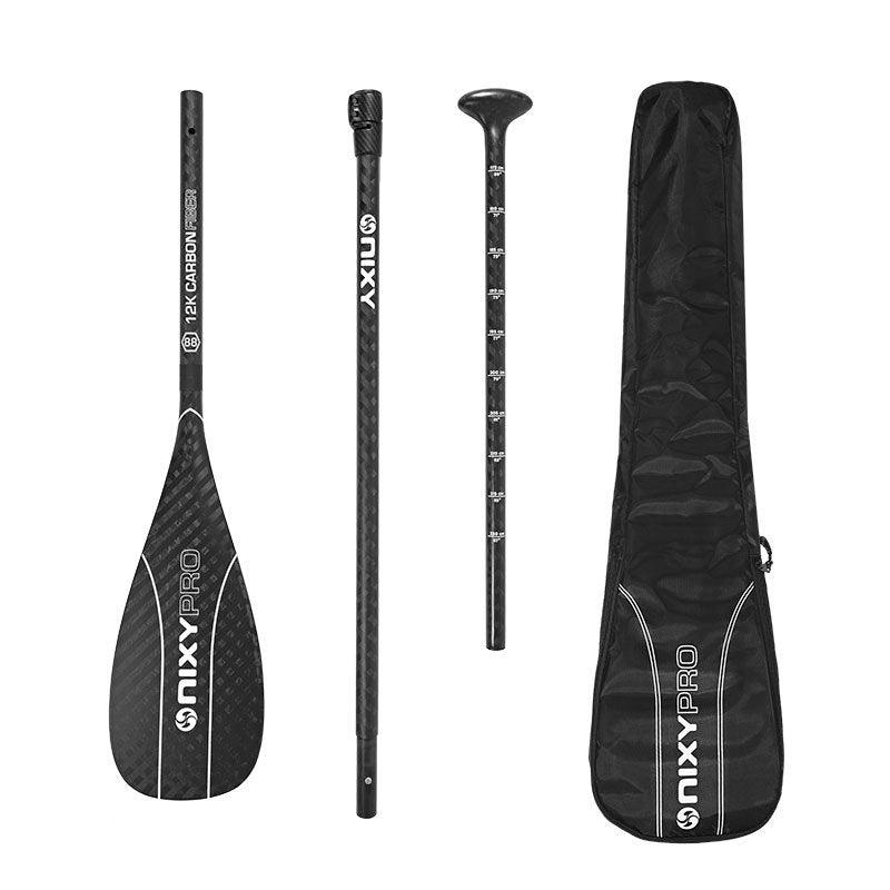 NIXY 3-Piece Adjustable 12K Carbon Fiber SUP Paddle – Ultra-Light Full Carbon Pro Paddle with Carry Bag (175–215cm)