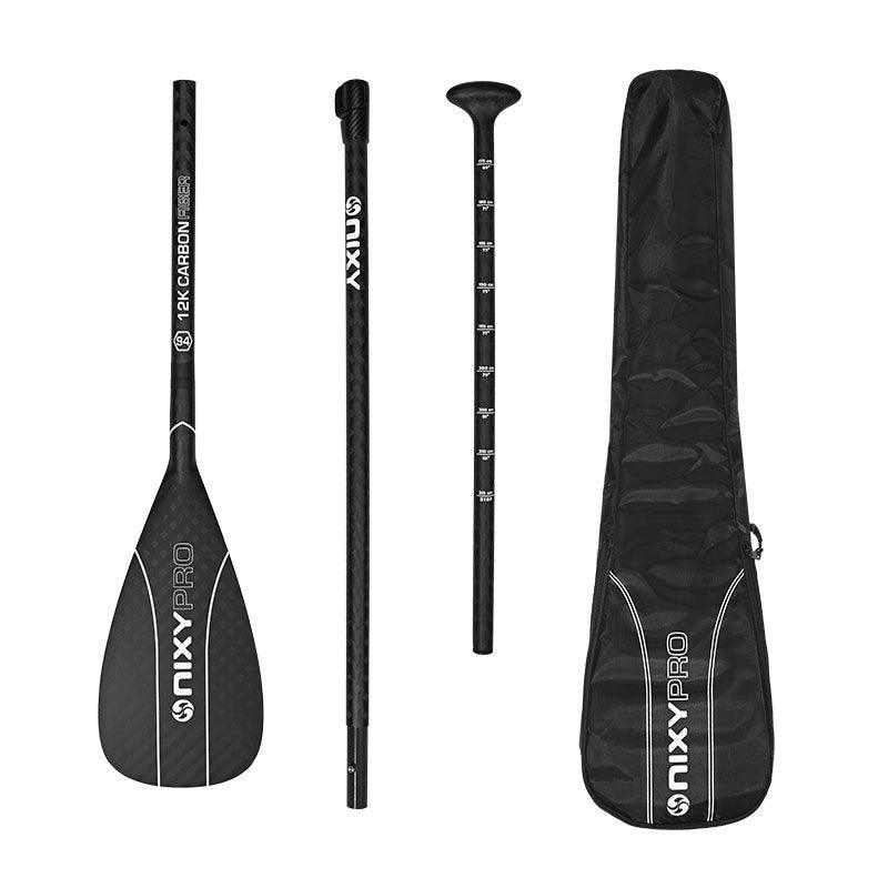 NIXY 3-Piece Adjustable 12K Carbon Fiber SUP Paddle – Ultra-Light Full Carbon Pro Paddle with Carry Bag (175–215cm)