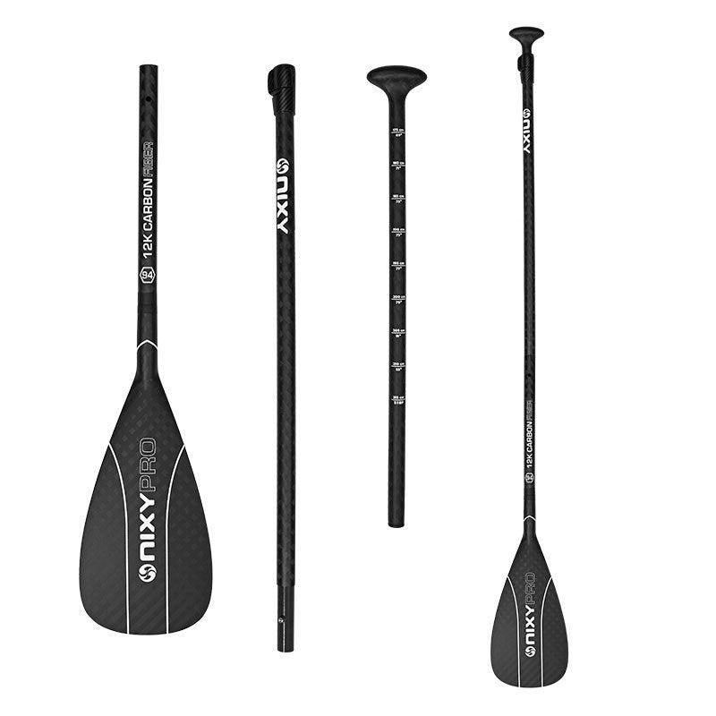 NIXY 3-Piece Adjustable 12K Carbon Fiber SUP Paddle – Ultra-Light Full Carbon Pro Paddle with Carry Bag (175–215cm)