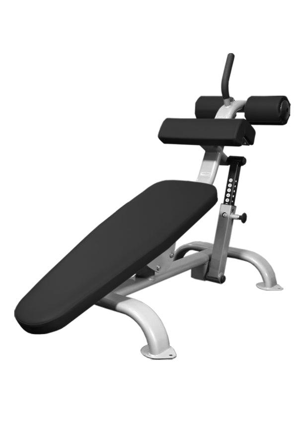 Adjustable Decline Bench by Muscle D Fitness - Commercial Upholstery, 11 Gauge Steel Silver/Black