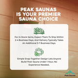 Peak Saunas Shasta 1-Person Full Spectrum Infrared Sauna with XL Medical-Grade Red Light Therapy & Smart WiFi App Control