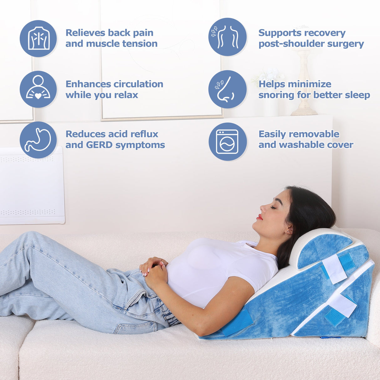 EASYNEST 10-in-1 Bed Wedge Pillow Set – Adjustable Back Support, Acid Reflux Relief, Leg Elevation & Post-Surgery Comfort