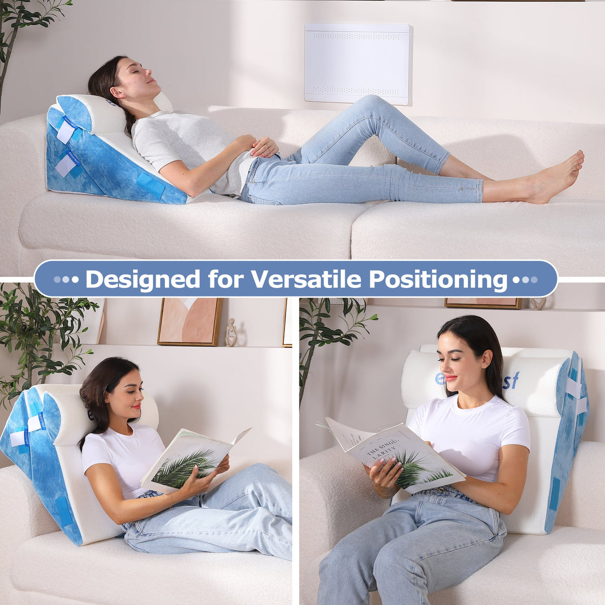 EASYNEST 10-in-1 Bed Wedge Pillow Set – Adjustable Back Support, Acid Reflux Relief, Leg Elevation & Post-Surgery Comfort