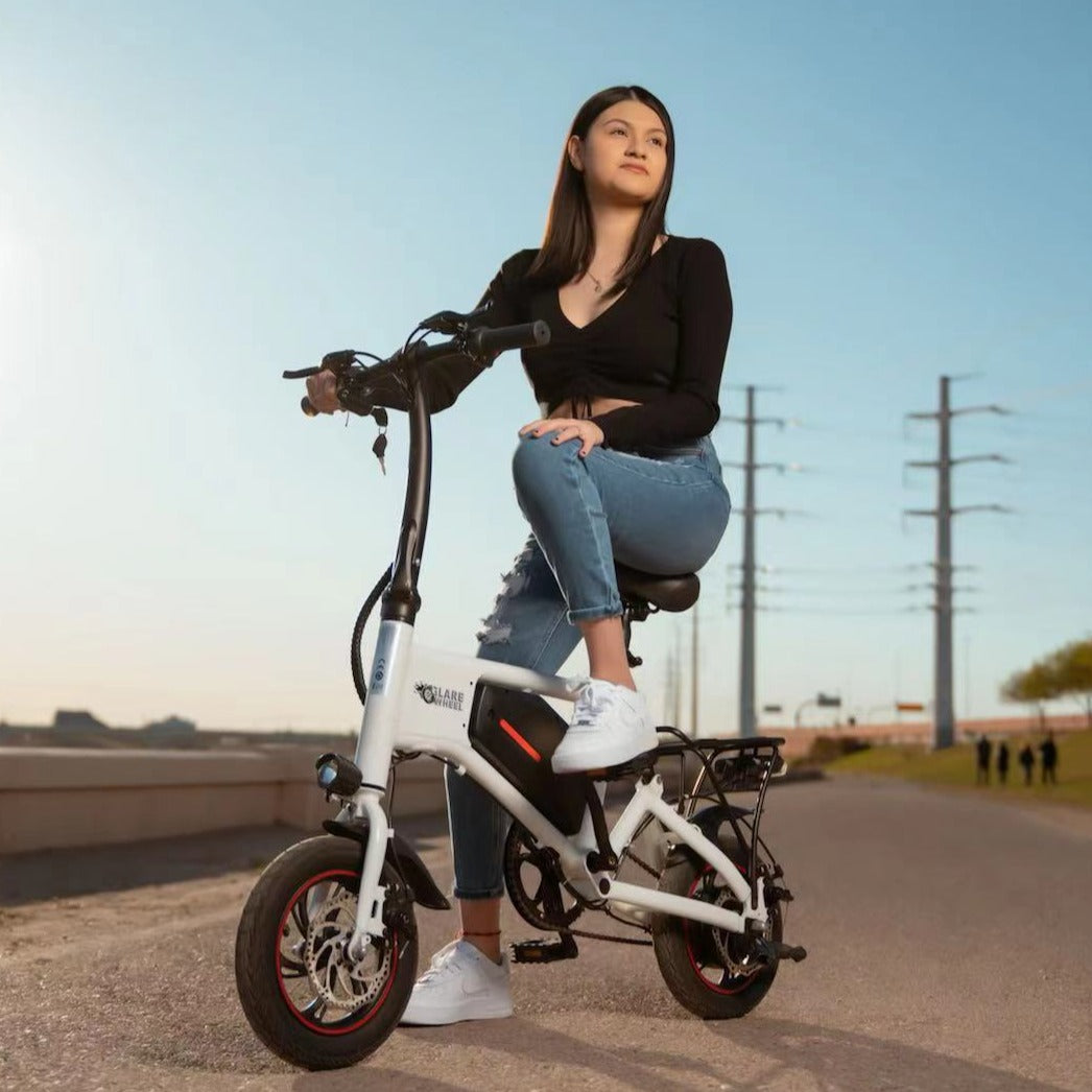 GlareWheel 12'' Foldable Electric Bike Urban Fashion X5 White