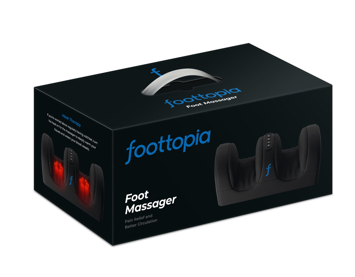 Foottopia Foot Massager with Heat & Vibration – Portable Electric Foot Therapy Machine with 3 Intensity Settings for Pain Relief & Circulation