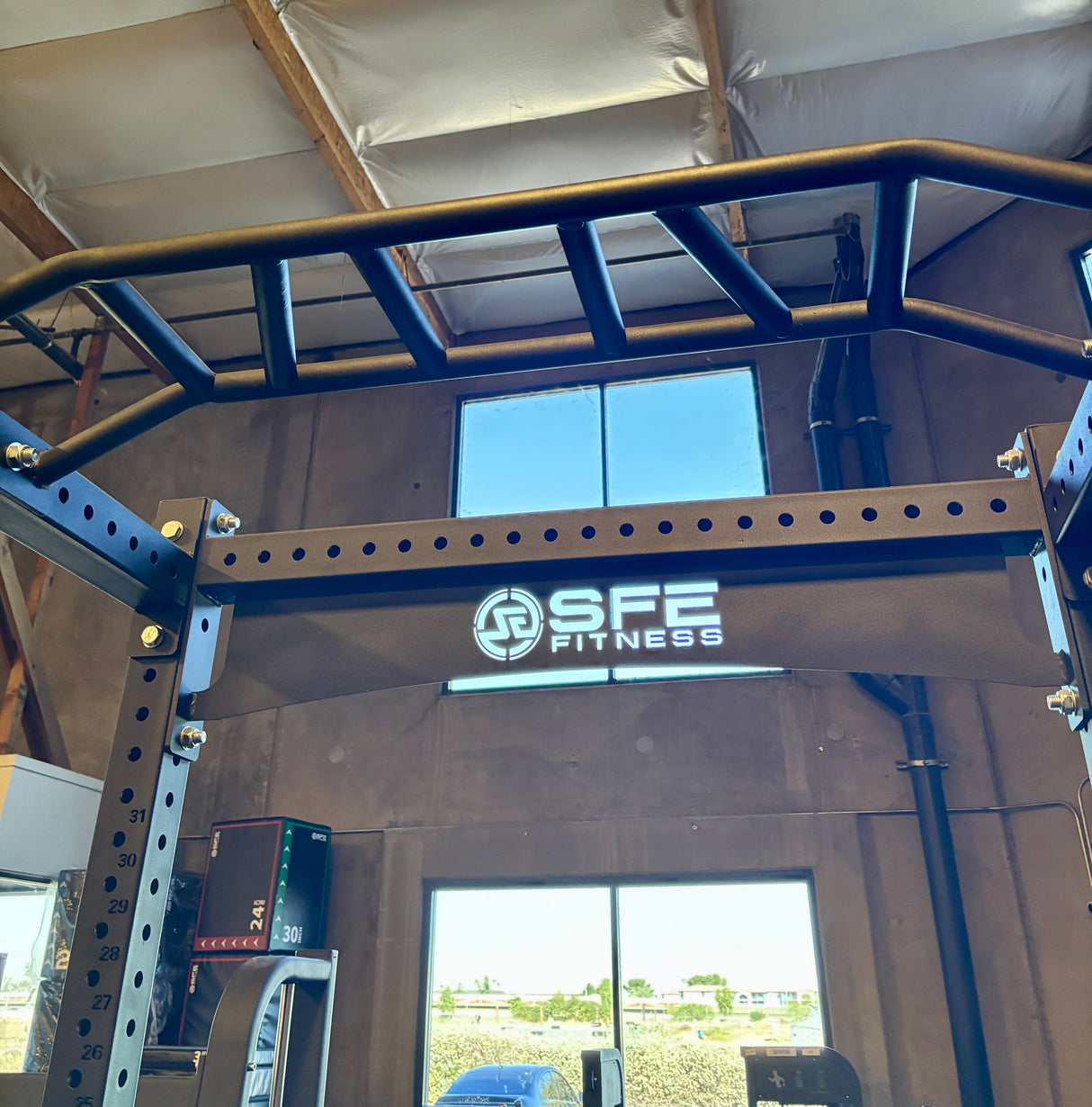 SFE Commercial Full Power Rack – Heavy-Duty Squat Rack with Weight Storage, J-Hooks & Safety Catches for Home or Gym Use (90" Tall)