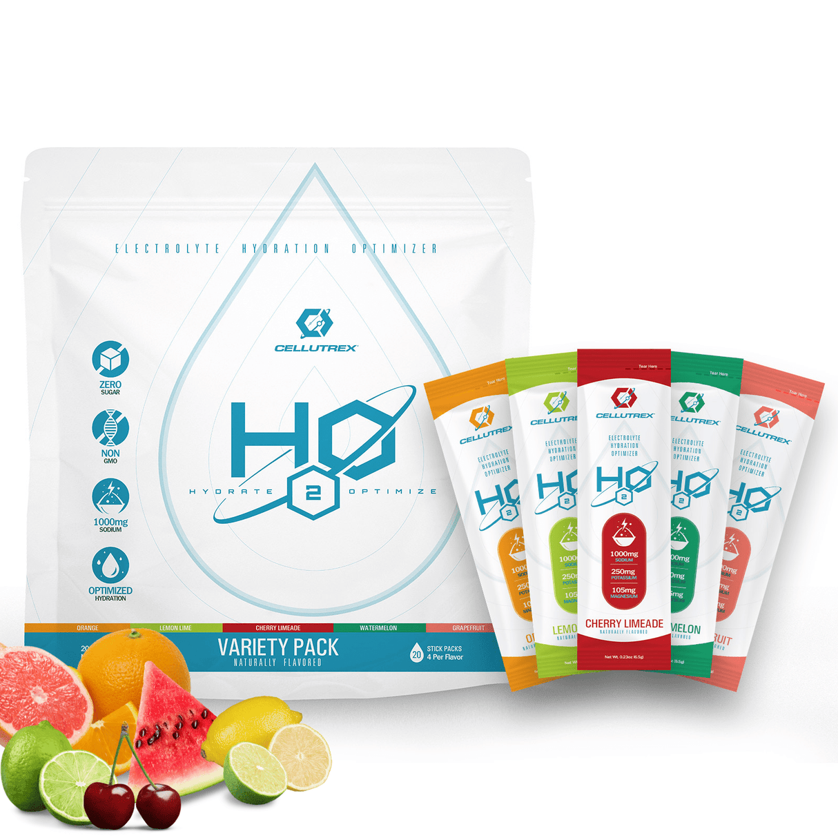 H2O ELECTROLYTES™ - Variety Pack (20 Count) - Zero Sugar Electrolyte Powder