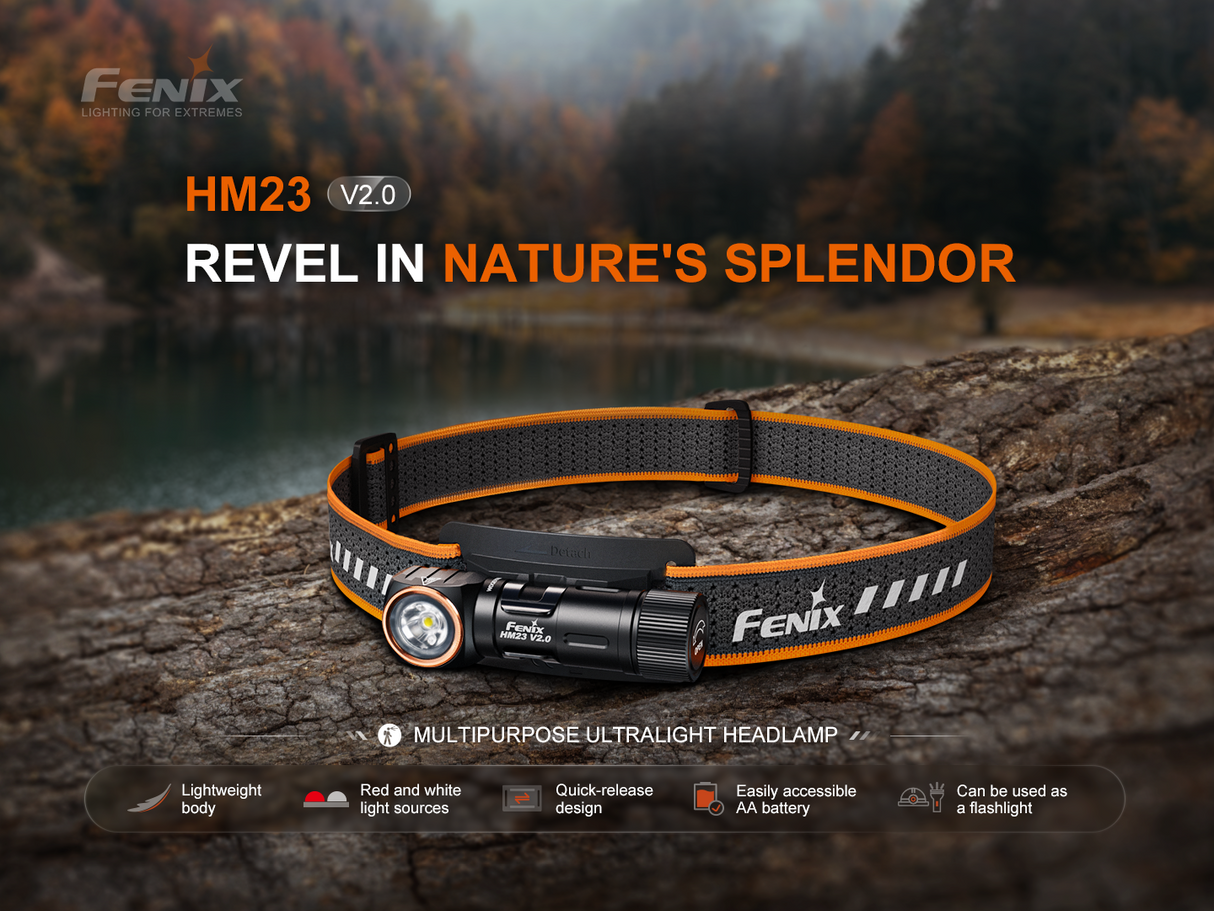 Fenix HM23 V2.0 Lightweight Detachable AA Headlamp