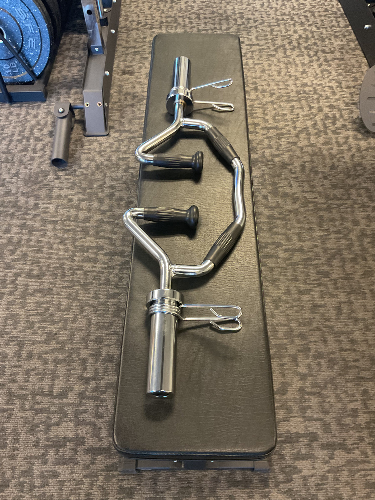SFE BI-TRI-TRAP Bar – Olympic Chrome Curl & Row Bar with Ergonomic Grips and 200 lb Capacity (25 lb Bar, Includes Collars)