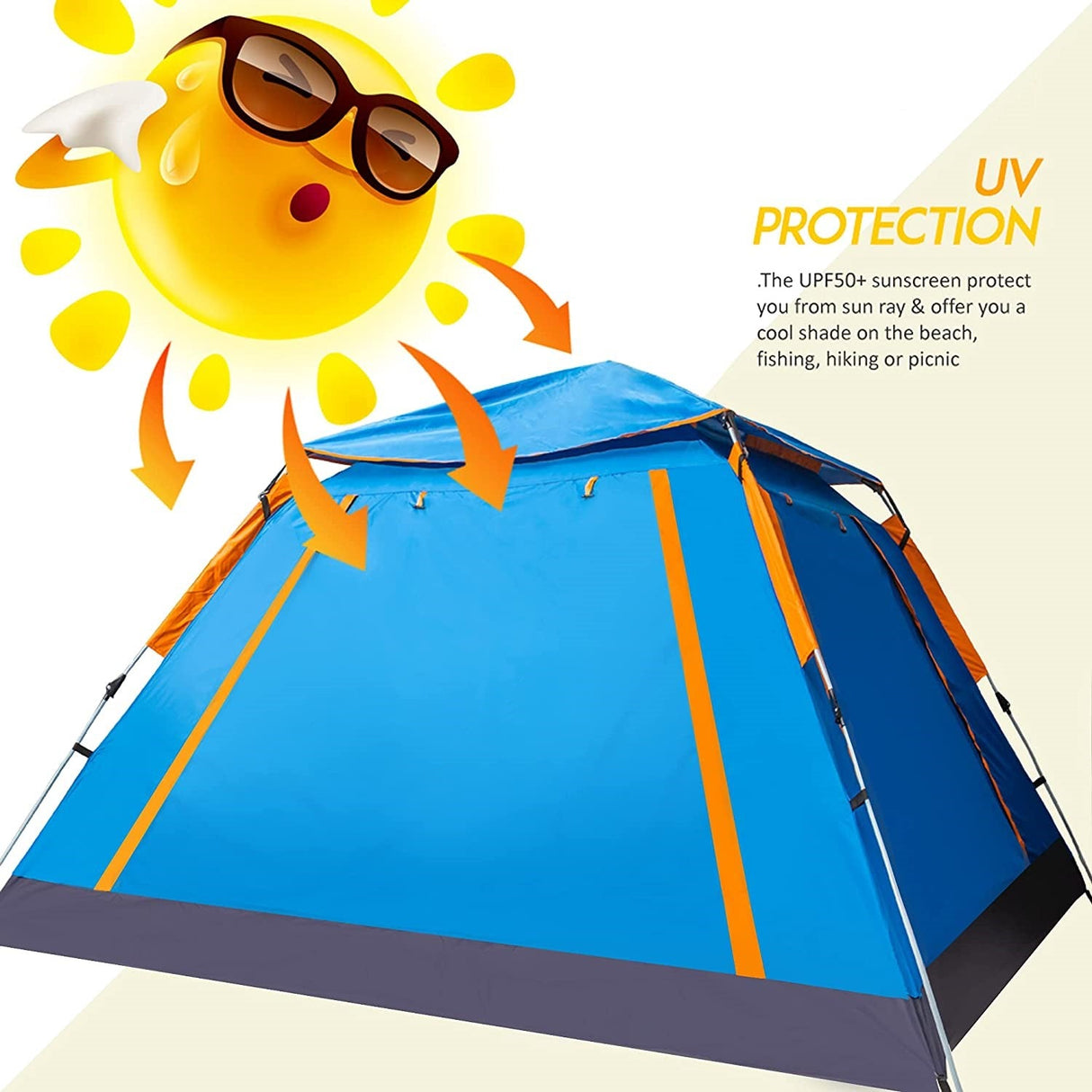 GlareWheel Instant Pop Up Tent 5 Person Blue