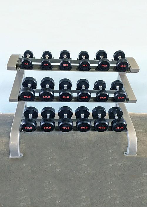 Three Tier 9 Pairs Dumbbell Rack - Muscle D Fitness -  Commercial Grade 3 Tier Dummbbell Rack