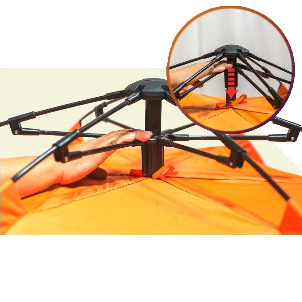 GlareWheel Instant Pop Up Tent 4 Person Orange