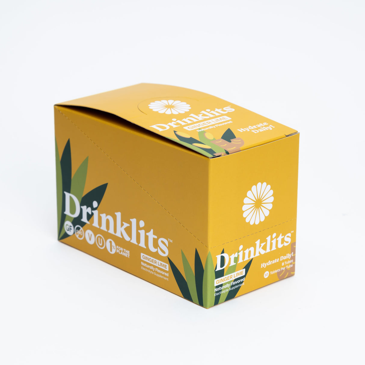 GINGER-LIME Electrolyte Tablets for Daily Hydration (8 Tubes, 80 Servings)