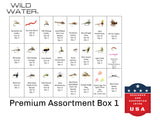 Premium Fly Assortment, 123 Flies | 2 Clear Fly Boxes | Wild Water Fly Fishing