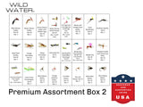 Premium Fly Assortment, 123 Flies | 2 Clear Fly Boxes | Wild Water Fly Fishing