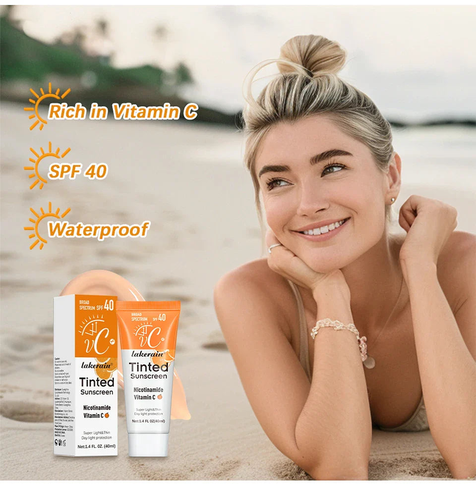 SPF40 Tinted Moisturizing VC Sunscreen Skin Protection Refreshing Makeup Sunscreen Cream UV Anti-aging Resistance Sunscreen