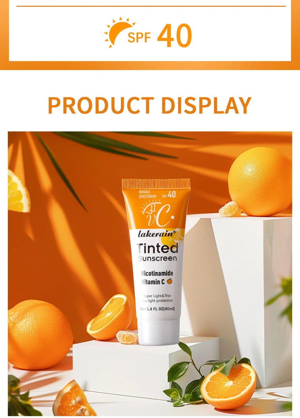 SPF40 Tinted Moisturizing VC Sunscreen Skin Protection Refreshing Makeup Sunscreen Cream UV Anti-aging Resistance Sunscreen